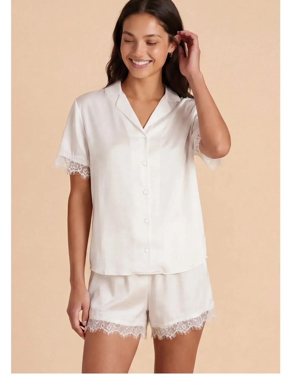 Birdy Grey - June Matte Satin Ivory Pajama Set - NWT